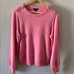 Jcrew crew neck sweater with jeweled buttons